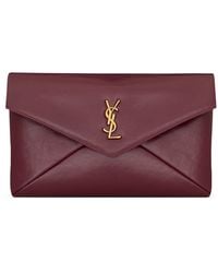 Saint Laurent - Large Leather Cassandre Envelope Pouch - Lyst