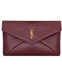 Saint Laurent - Large Leather Cassandre Envelope Pouch - Lyst