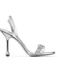 Jimmy Choo - Tabatha 95 Leather Metallic Heeled Sandals - Lyst
