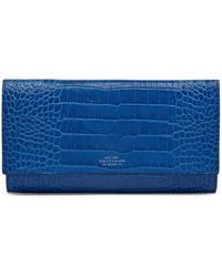 Smythson - Leather Croc-Embossed Marshall Travel Wallet - Lyst