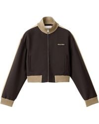Miu Miu - Mohair-Virgin Wool Cropped Blouson Jacket - Lyst