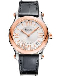 Chopard - Rose Gold And Diamond Happy Sport Watch 36mm - Lyst