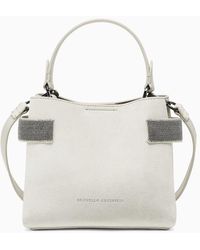 Brunello Cucinelli - Suede Monili-Trim Top-Handle Bag - Lyst