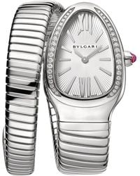 BVLGARI - Stainless Steel And Diamond Serpenti Tubogas Watch - Lyst