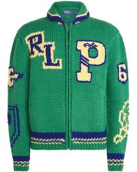 Polo Ralph Lauren - Wool Varsity Zip-Up Cardigan - Lyst