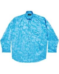 Balenciaga - Floral-Jacquard Cocoon Long-Sleeve Shirt - Lyst