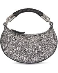 Balmain - Mini Embellished Suede Ebene Top-Handle Bag - Lyst