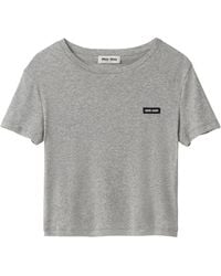 Miu Miu - Cotton Logo T-Shirt - Lyst