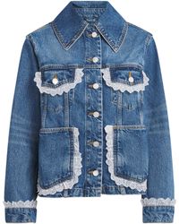 Ganni - Lace-Trim Denim Jacket - Lyst