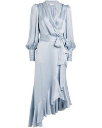Zimmermann - Silk Wrap Midi Dress - Lyst