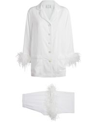 Sleeper - Double Feather-trimmed Party Pyjama Set - Lyst