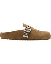 Burberry - Suede Check-Trim Urchin Clogs - Lyst