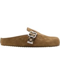 Burberry - Suede Check-Trim Urchin Clogs - Lyst