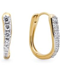 Monica Vinader - Small Vermeil And Diamond Riva Hoop Earrings - Lyst