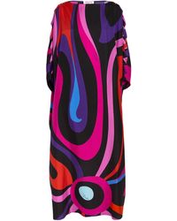 Emilio Pucci - Pucci Silk Marmo Print Maxi Dress - Lyst