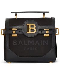 Balmain - Canvas And Leather B-buzz 23 Top-handle Bag - Lyst
