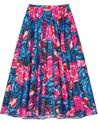 Givenchy - Cotton Floral Midi Skirt - Lyst