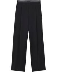 Loewe - Wool Leather-Waistband Tailored Trousers - Lyst