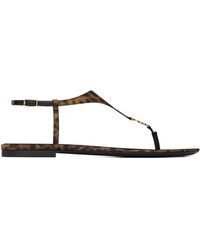 Saint Laurent - Leopard Print Cassandra Sandals - Lyst