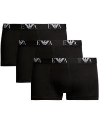Emporio Armani - Stretch-Cotton Eagle Monogram Trunks - Lyst