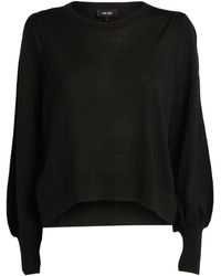 ME+EM Wool Curved Hem Sweater - Black