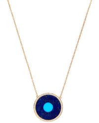 Jennifer Meyer - Yellow Gold, Diamond, Lapis And Turquoise Evil Eye Necklace - Lyst