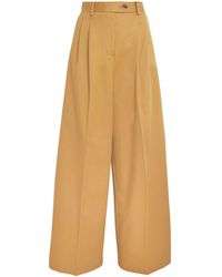 MAX&Co. - Cotton Pleated Wide-Leg Trousers - Lyst