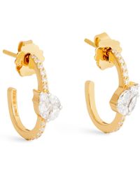 Nadine Aysoy - Yellow Gold And Diamond Catena Illusion Hoop Earrings - Lyst