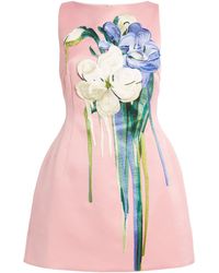 LEO LIN Chloe Floral-appliqud Crepe Mini Dress in White | Lyst UK