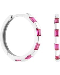 Astrid & Miyu - And Sapphire Baguette Hoop Earrings - Lyst