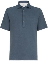 Brunello Cucinelli - Virgin Wool-Silk-Cotton Polo Shirt - Lyst