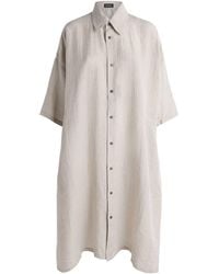 Eskandar - Linen-Blend Stripe Midi Shirt Dress - Lyst
