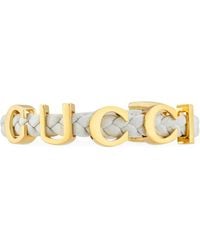 Gucci - Leather Logo Bracelet - Lyst