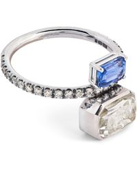 Moritz Glik - White Gold, Diamond And Sapphire Kaleidoscope Shaker Ring (size 6.5) - Lyst