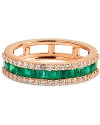 BeeGoddess - Rose Gold, Diamond And Emerald Mondrian Ring (size 16) - Lyst