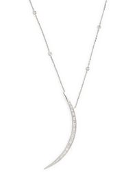 BeeGoddess - White Gold And Diamond Star Light Crescent Moon Necklace - Lyst