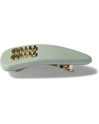 Miu Miu - Leather Logo Hair Clip - Lyst