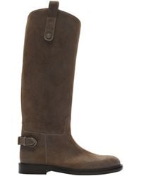 Burberry - Suede Cavalier Knee-High Boots - Lyst