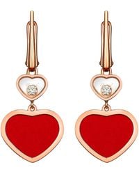 Chopard - And Diamond Happy Hearts Earrings - Lyst