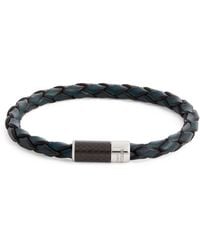 Tateossian - Braided Leather Carbon Pop Bracelet - Lyst