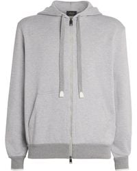 Brioni - Stretch-Cotton Zip-Up Hoodie - Lyst