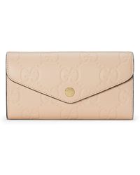 Gucci - Debossed Leather Gg Continental Wallet - Lyst