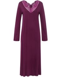 Womens Clothing Nightwear and sleepwear Nightgowns and sleepshirts Hanro Cotton Mesh-trim Sina Long-sleeved Nightdress in Pink 110cm 