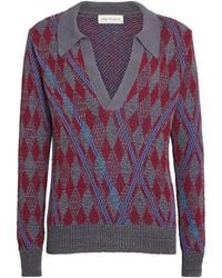 Dries Van Noten - Argyle Open-Collar Sweater - Lyst