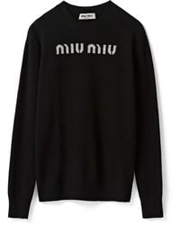 Miu Miu - Cashmere Logo Sweater - Lyst
