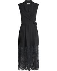 Sandro - Sleeveless Lace-Detail Blazer Midi Dress - Lyst