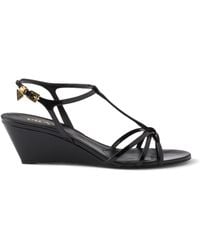 Prada - Patent Leather Wedge Sandals 50 - Lyst