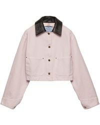 Prada - Cotton Canvas Cropped Jacket - Lyst