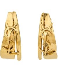 Saint Laurent - Textured Cassandre Hoop Earrings - Lyst