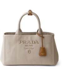 Prada - Large Canvas Jardinière Tote Bag - Lyst